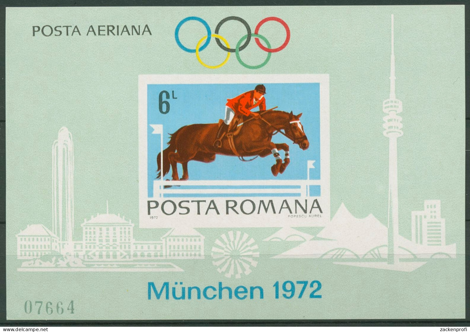 Rumänien 1972 Olympia Sommerspiele Reiter Block 94 Postfrisch (C93070) - Hojas Bloque