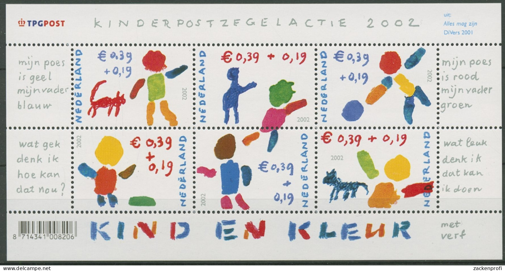 Niederlande 2002 Voor Het Kind Kinder Und Farbe Block 76 Postfrisch (C95793) - Blocchi