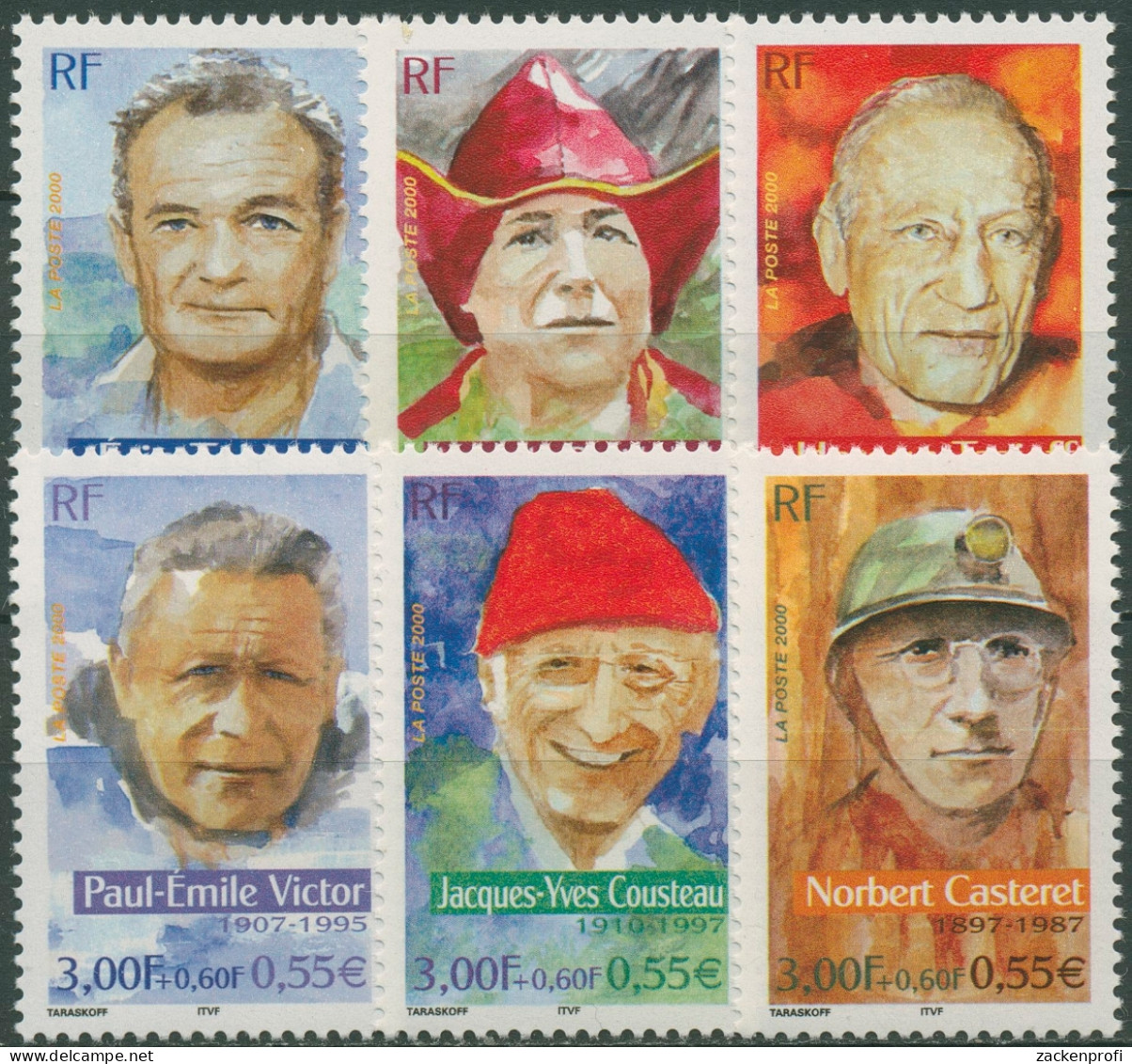 Frankreich 2000 Abenteurer Naturforscher Jacques Cousteau 3483/88 Postfrisch - Unused Stamps