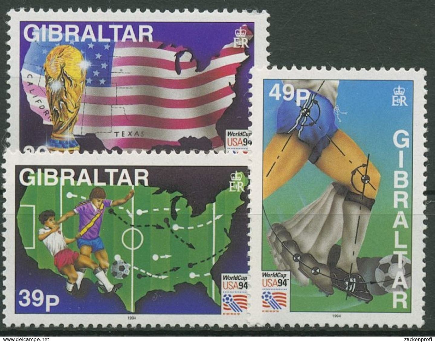 Gibraltar 1994 Fußball-WM USA 687/89 Postfrisch - Gibraltar