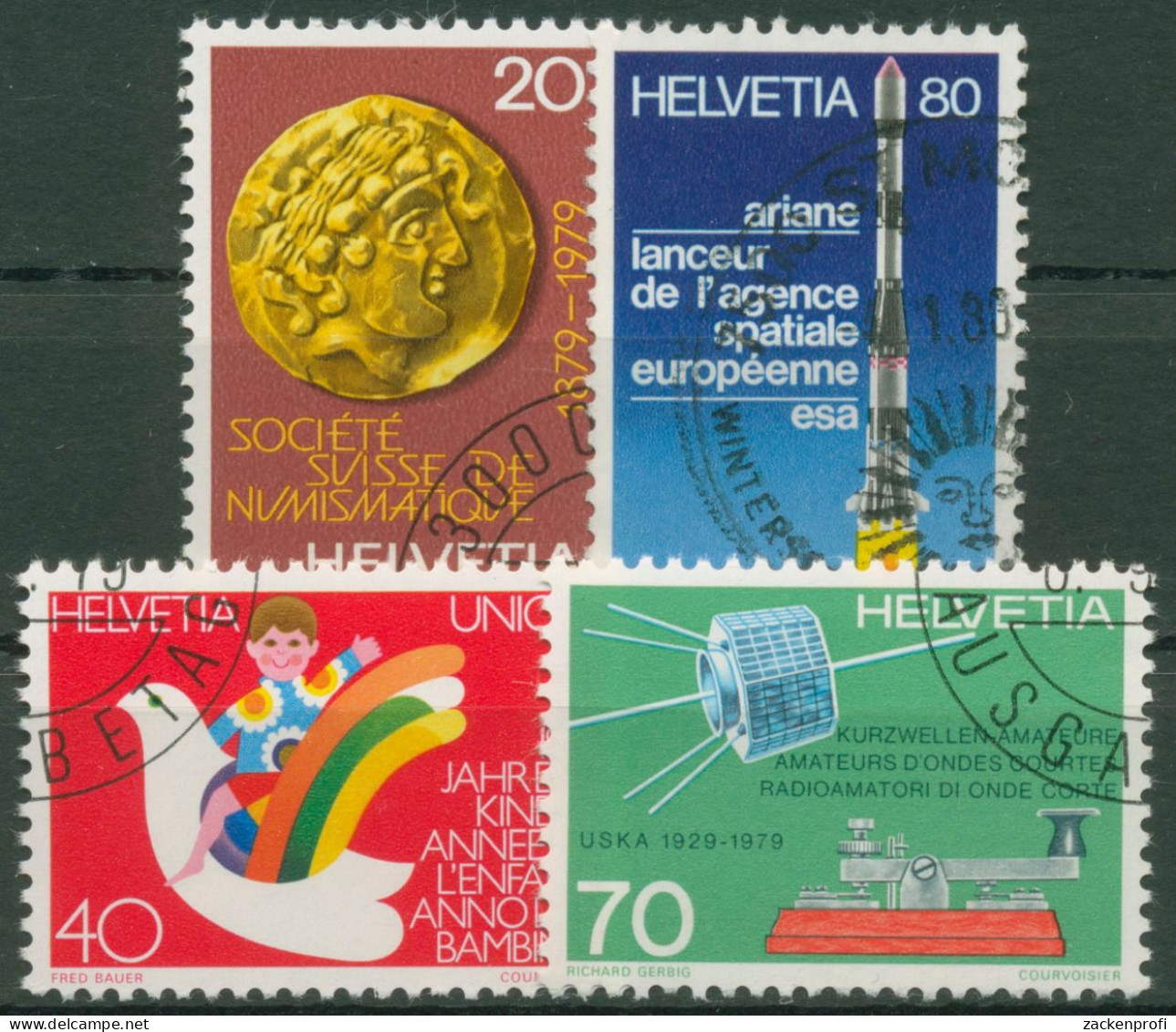 Schweiz 1979 Ereignisse Münzen Kinder Weltraumforschung 1161/64 Gestempelt - Used Stamps