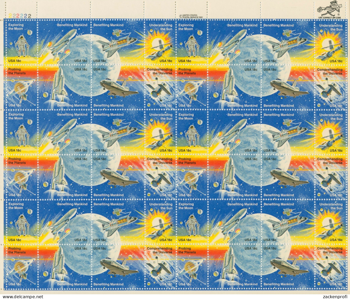 USA 1981 Erfolge Der Raumfahrt 1481/88 ZD-Bogen Postfrisch (XL97410) - Unused Stamps