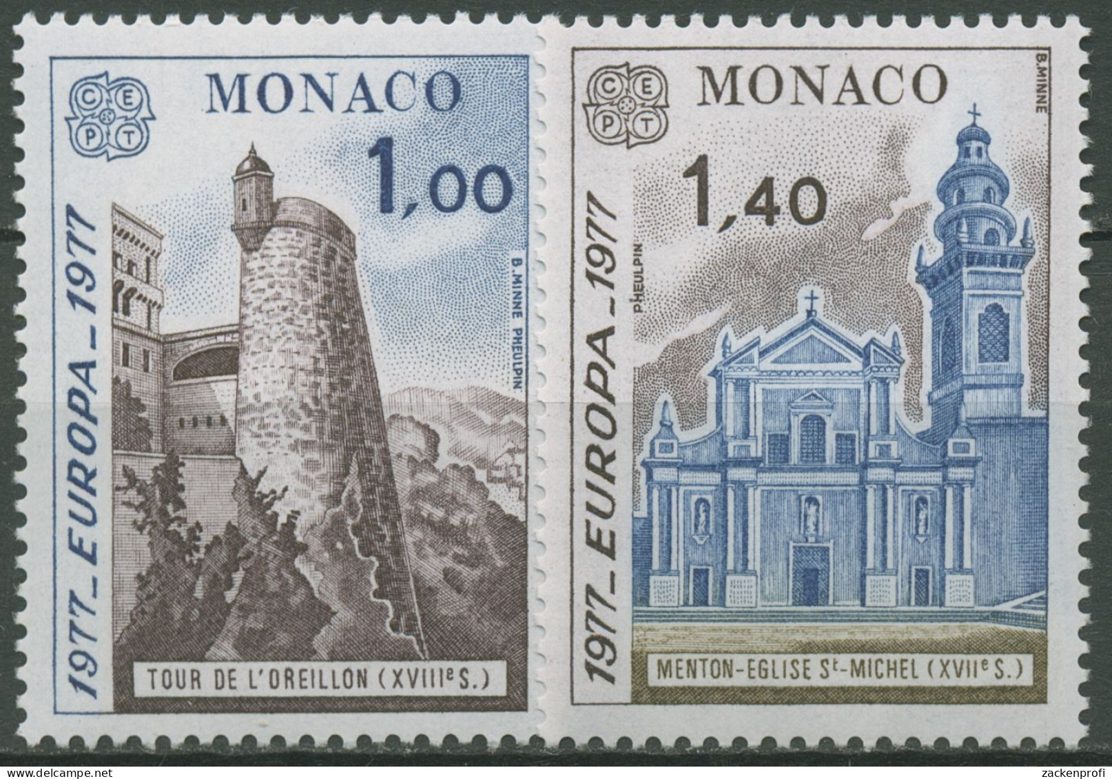 Monaco 1977 Europa CEPT Landschaften Bauwerke Turm 1273/74 Postfrisch - Nuevos