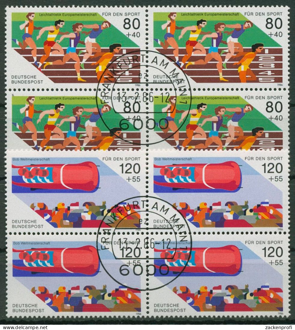Bund 1986 Sporthilfe: Leichtathletik EM Stuttgart 1269/70 4er-Block Gestempelt - Used Stamps
