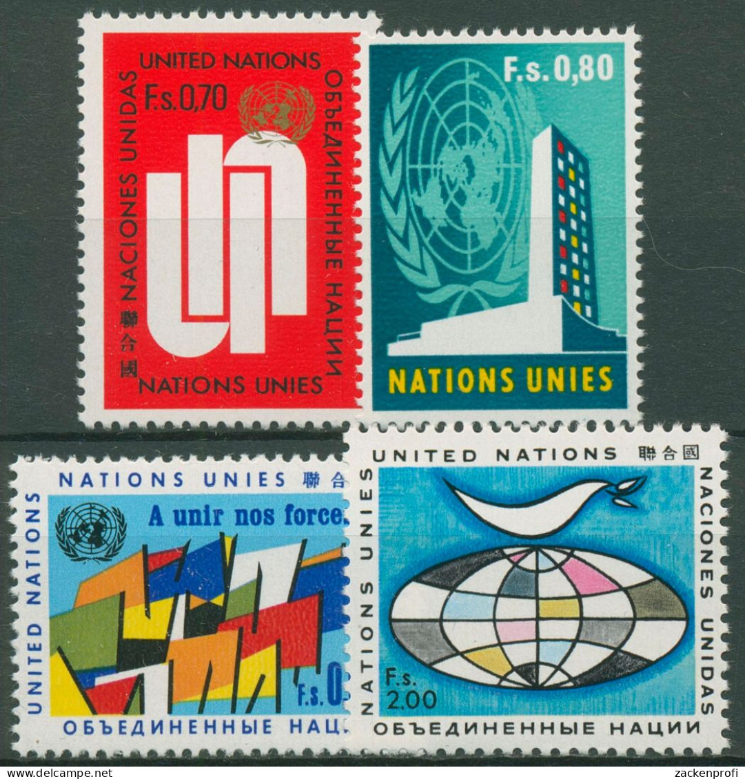 UNO Genf 1970 UNO-Hauptquartier Flaggen Friedenstaube 11/14 Postfrisch - Unused Stamps