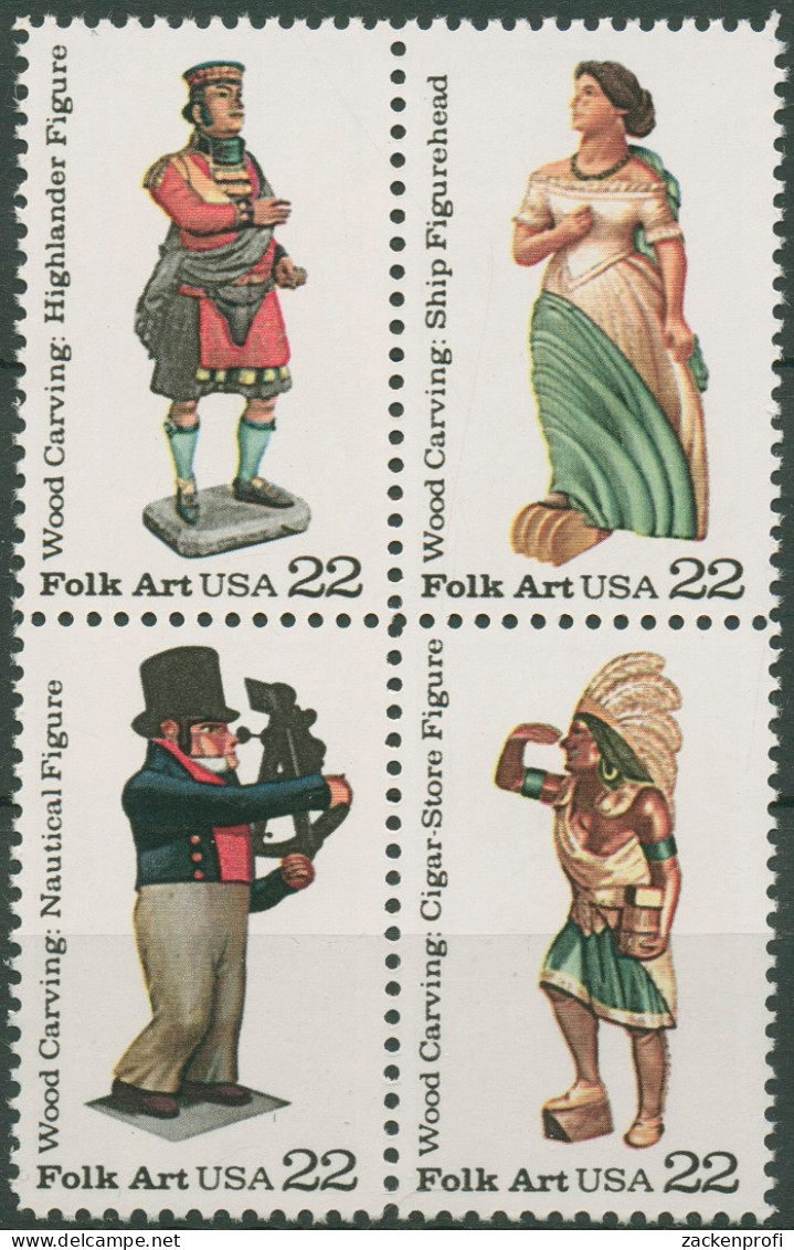 USA 1986 Volkskunst Holzfiguren 1852/55 ZD Postfrisch - Nuovi