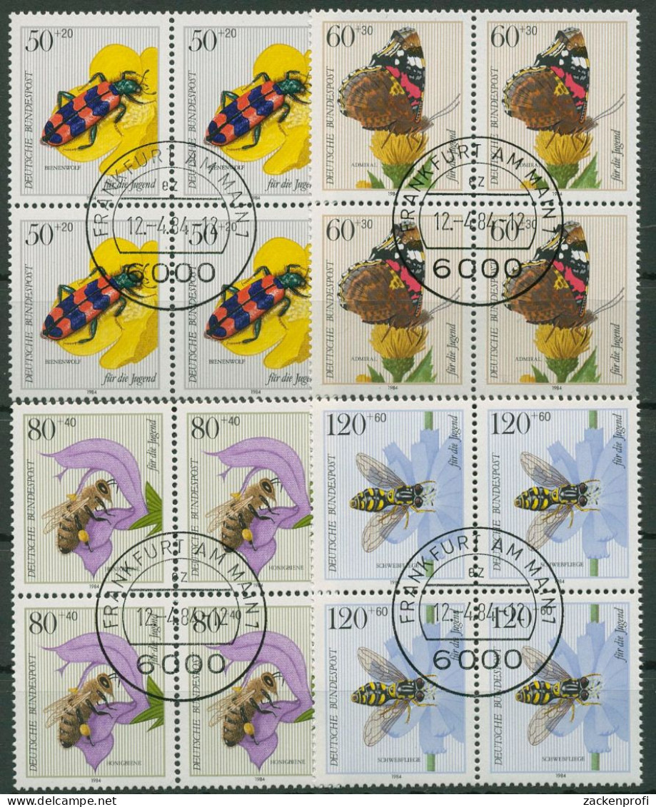 Bund 1984 Jugend: Bestäuberinsekten 1202/05 4er-Block Gestempelt - Used Stamps