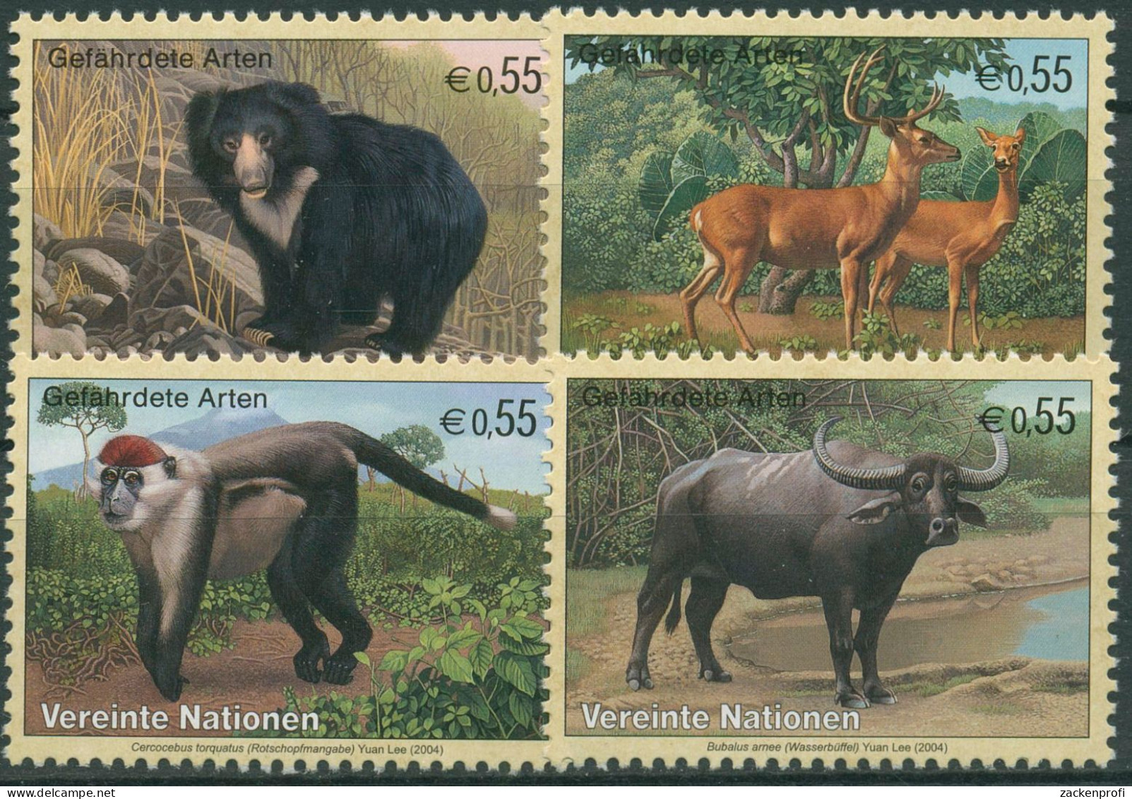 UNO Wien 2004 Gefährdete Tiere Hirsch Bär Büffel 406/09 Postfrisch - Unused Stamps