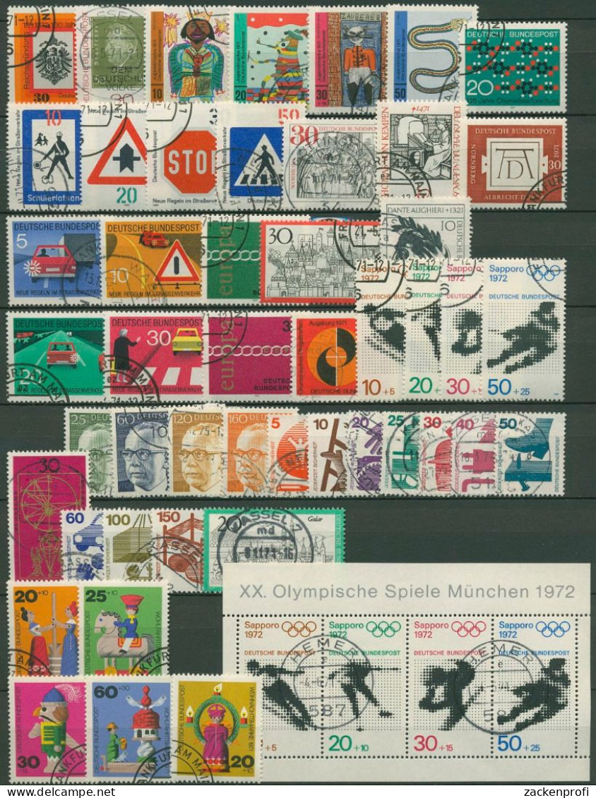 Bund 1971 Jahrgang Komplett (658/09, Block 6) Gestempelt (SG98554) - Usados