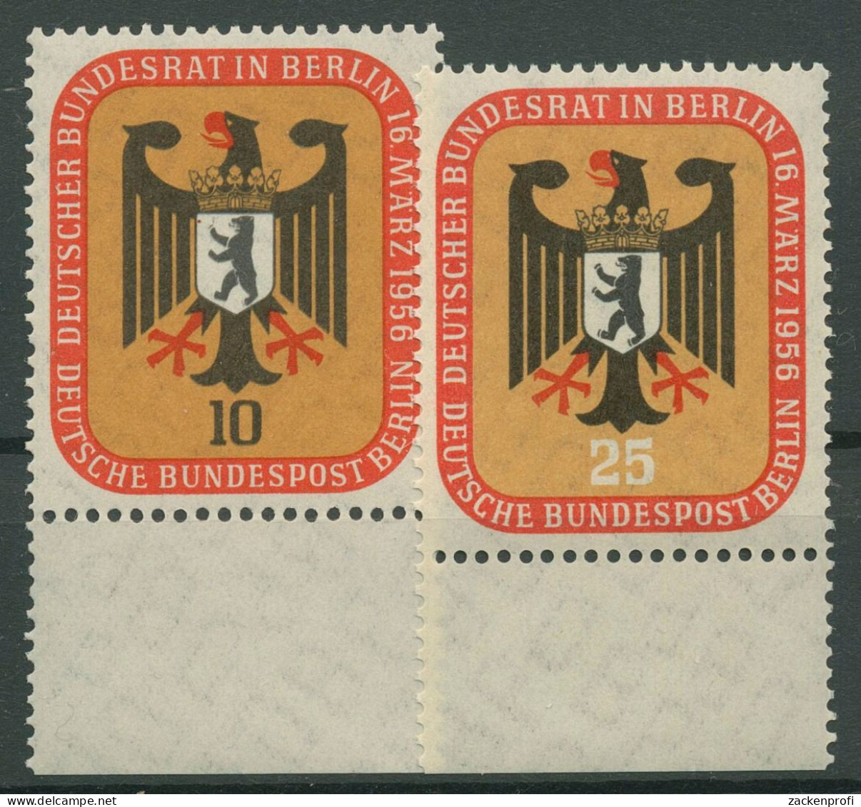 Berlin 1956 Deutscher Bundesrat In Berlin Mit Unterrand 136/37 UR Postfrisch - Neufs