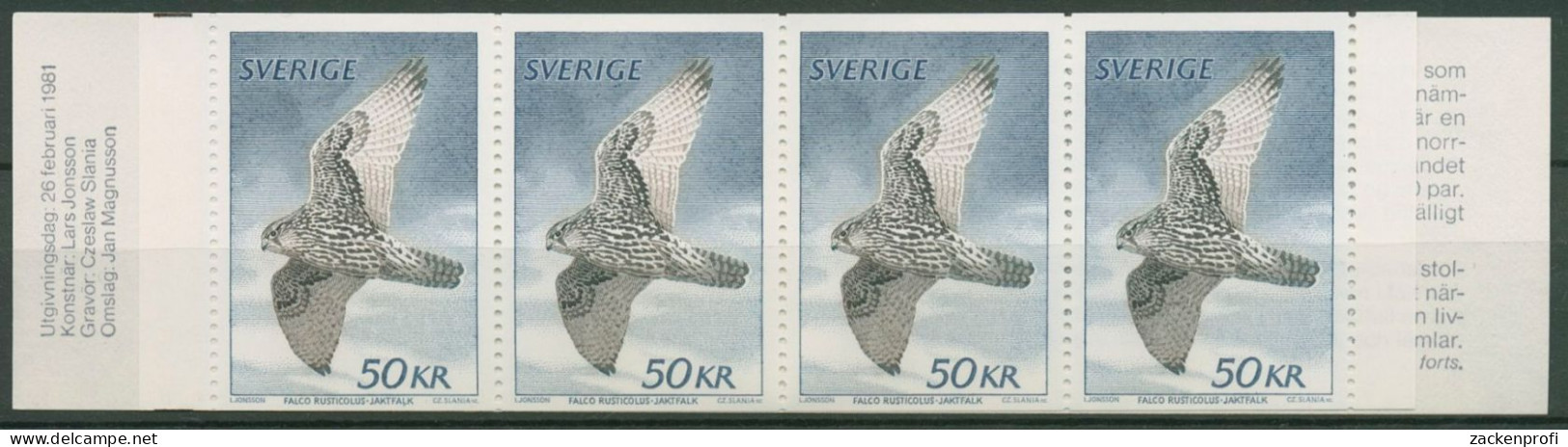 Schweden 1981 Tiere Vögel Falke Markenheftchen 1140 MH Postfrisch (C60728) - 1981-..