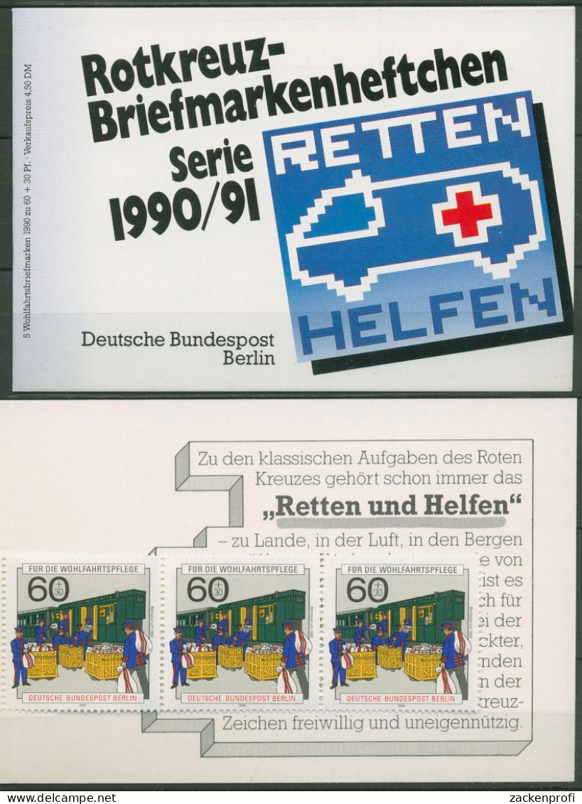 Berlin Rotes Kreuz 1990 Bahnpostwagen Markenheftchen 876 MH Postfrisch (C60206) - Booklets