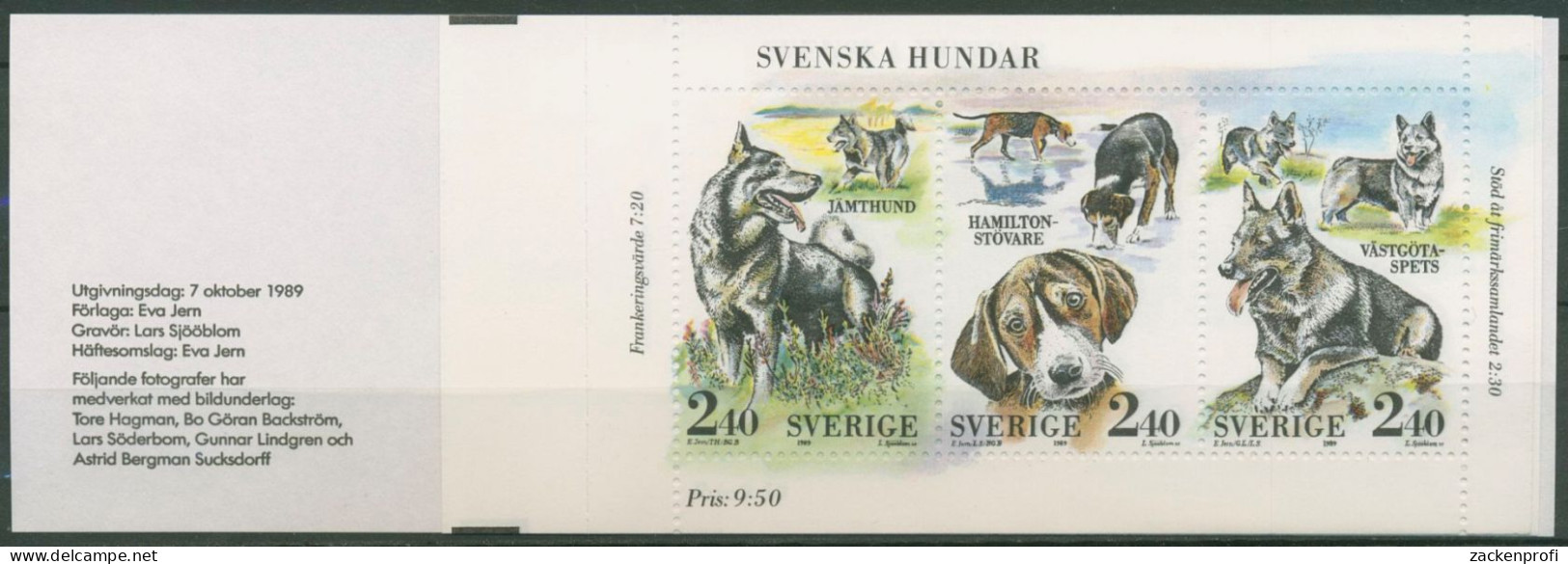 Schweden 1989 Tiere Hunde Markenheftchen MH 144 Postfrisch (C60634) - 1981-..