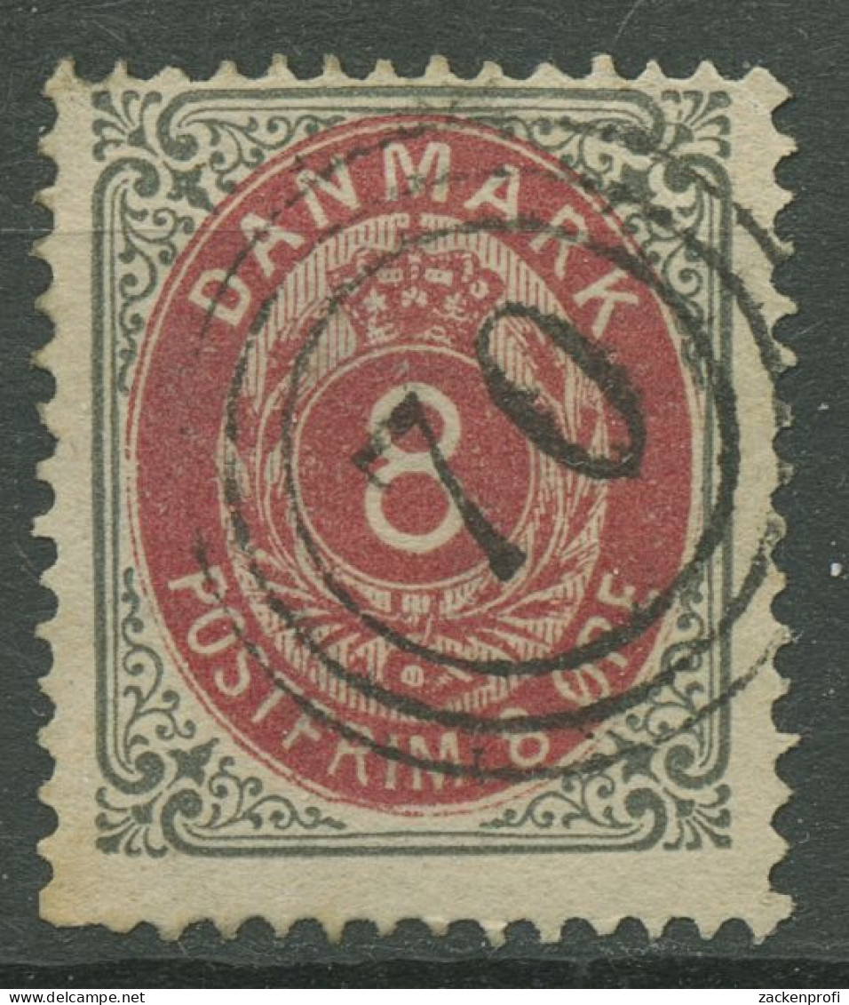 Dänemark 1875 Ziffern 8 Öre 25 YI Aa, WZ Kopfstehend Mit Nr.-Stpl. 70, SVENDBORG - Gebraucht