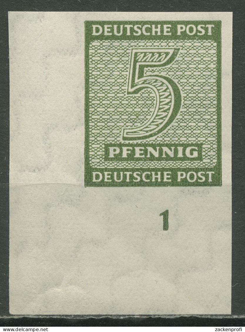 SBZ West-Sachsen 1945 Ziffern Mit WZ X 116 X Ecke 3 Unten Links Postfrisch - Autres & Non Classés