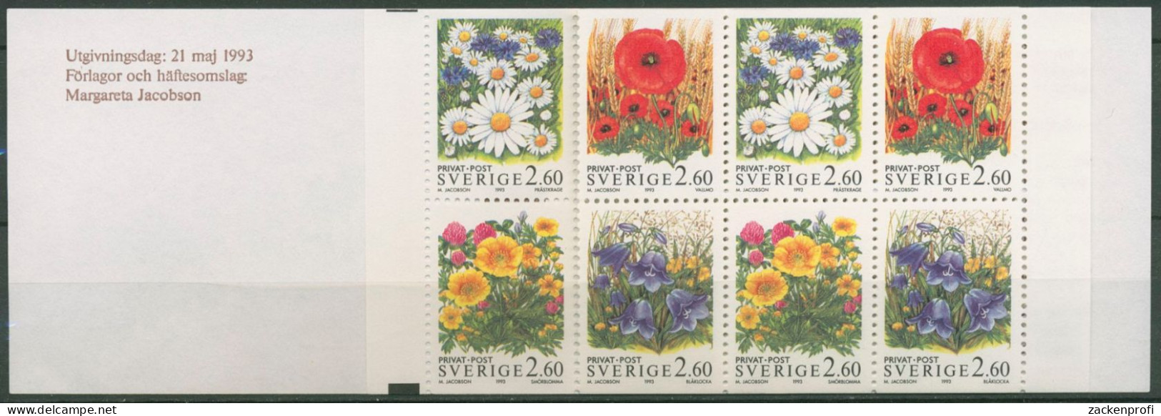 Schweden 1993 Pflanzen Sommerblumen Markenheftchen MH 183 Postfrisch (C60648) - 1981-..