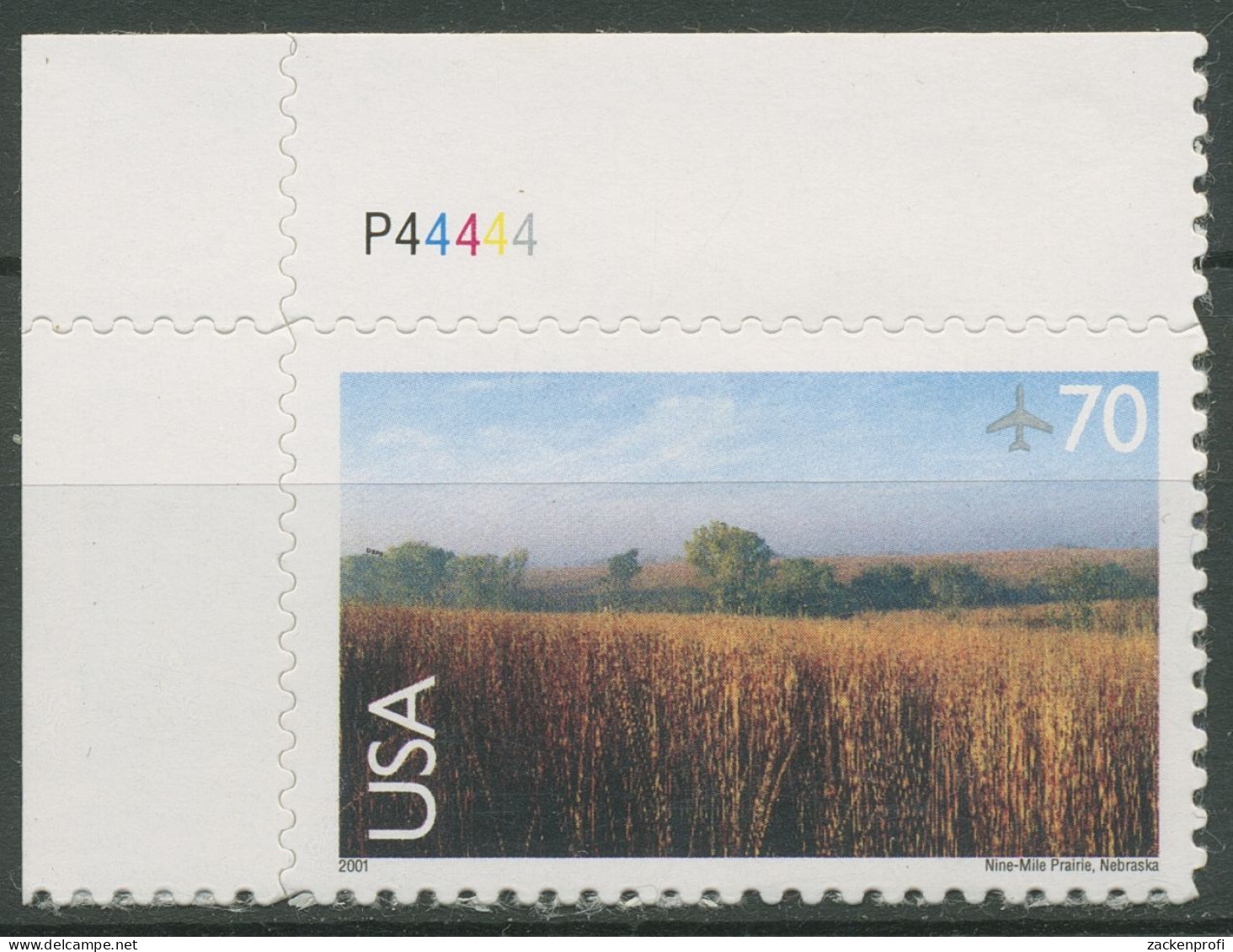 USA 2001 Landschaften Prärie 3442 Ecke Mit Plattennummer Postfrisch - Ongebruikt