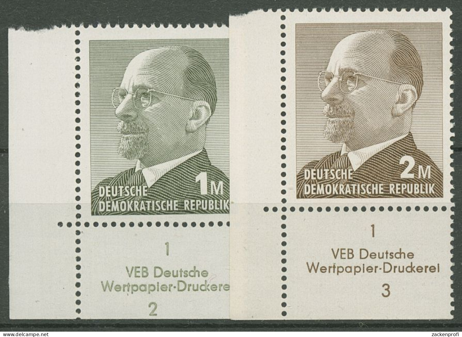 DDR 1969 Walter Ulbricht, Währung M, 1481/82 A Ecke Mit Teil-DV Postfrisch - Ungebraucht