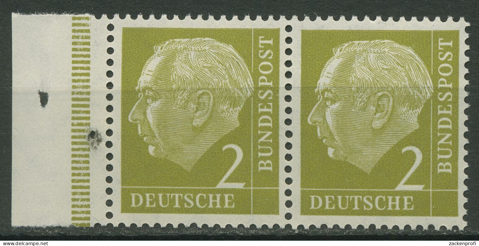 Bund 1954 Th. Heuss I Bogenmarken Mit Seitenrand 177 Waag. Paar SR Postfrisch - Unused Stamps