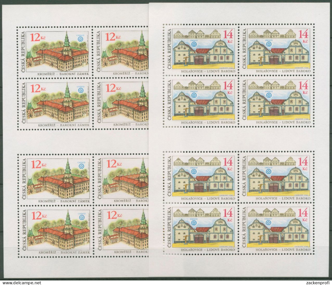 Tschechische Republik 2001 UNESCO Bauwerke Barock 303/04 K Postfrisch (C62773) - Blocs-feuillets