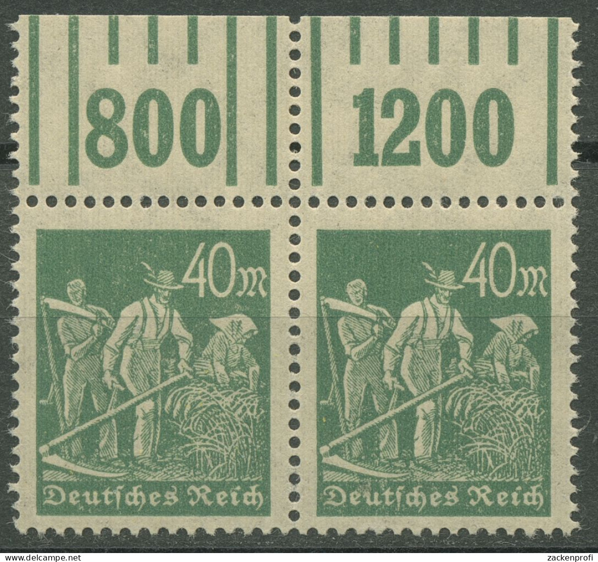 Dt. Reich 1923 Arbeiter Walze Oberrandpaar 244 A W OR 2'3'2/1'5'1 Postfrisch - Nuevos