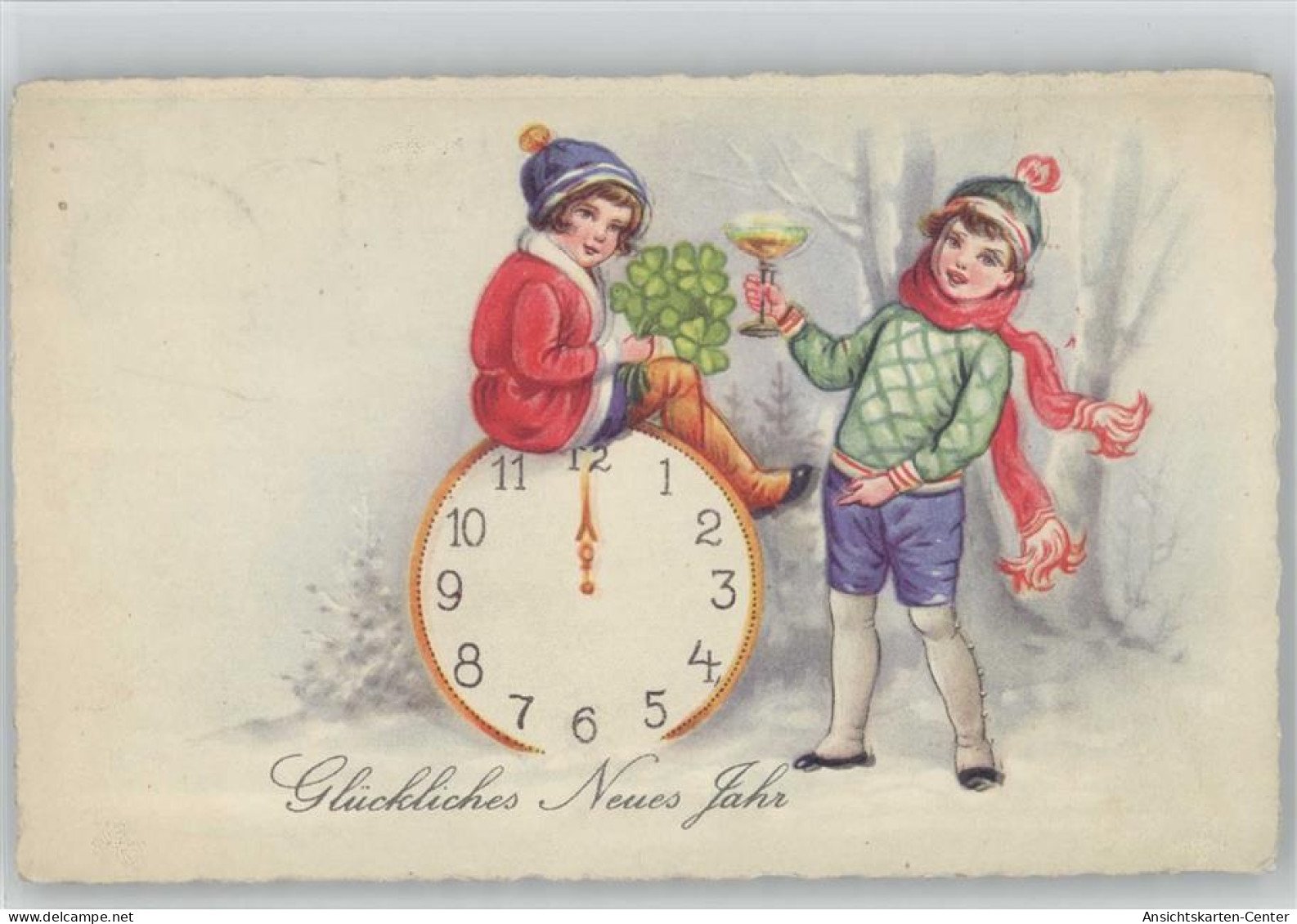 12016108 - Uhrenglueckwuensche Neujahr -  Kinder  1933 AK - Altri & Non Classificati