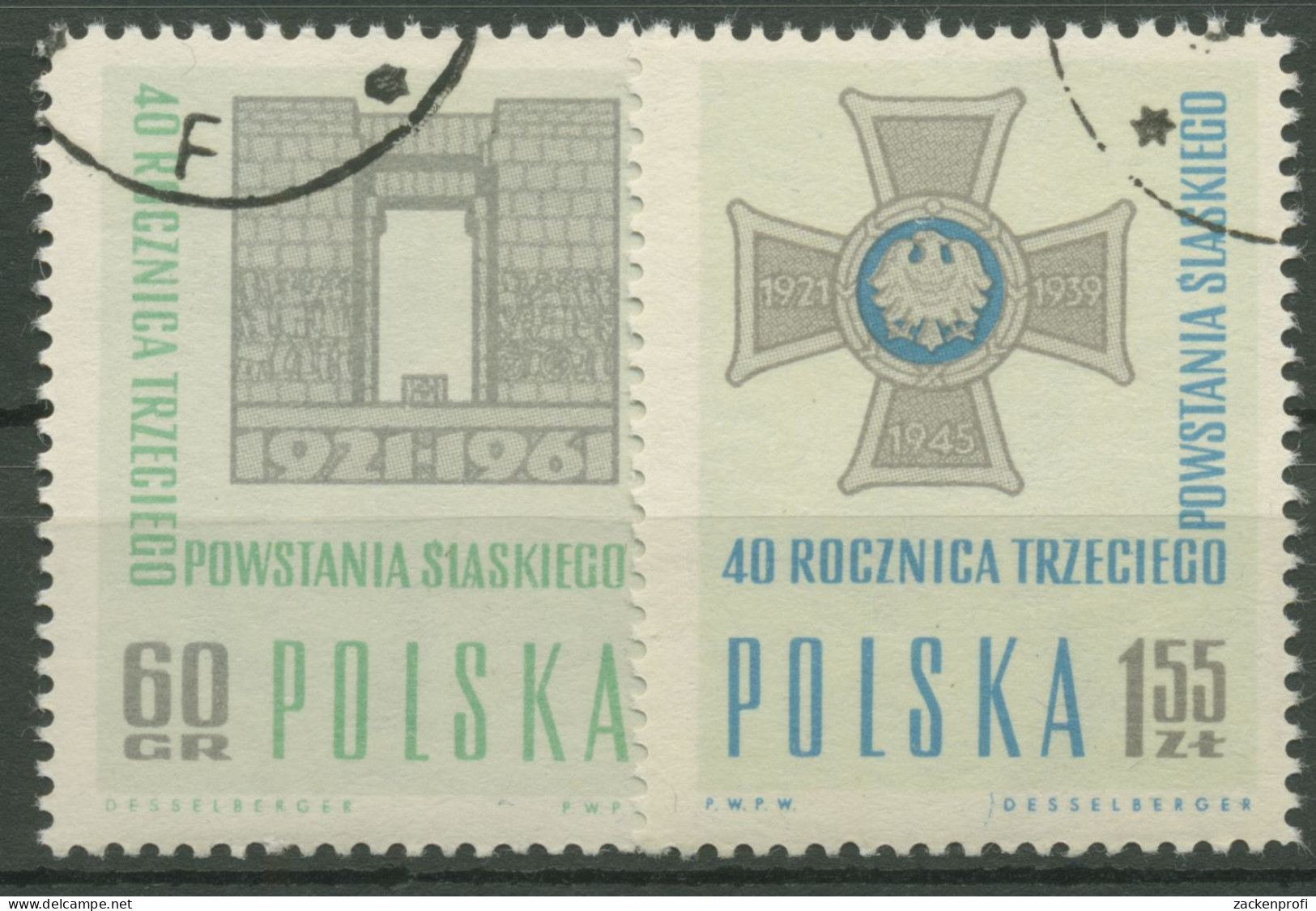 Polen 1961 Sclesischer Aufstand Denkmal 1259/60 Gestempelt - Usados
