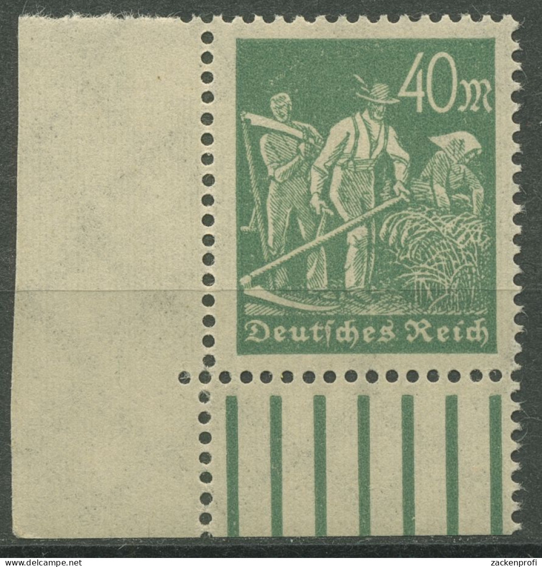 Dt. Reich 1923 Arbeiter Walzendruck Unterrand 244 A W UR 1'5'1 Ecke 3 Postfrisch - Nuevos