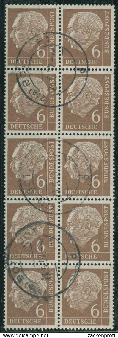 Bund 1954 Bundespräsident Theodor Heuss Bogenmarken 180 10er-Block Gestempelt - Used Stamps