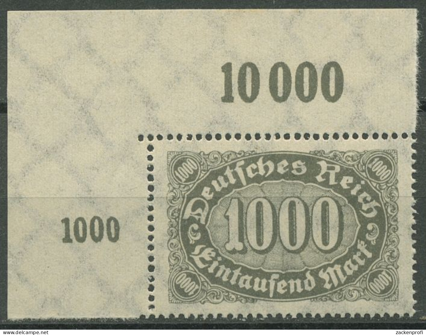 Deutsches Reich 1922/23 Ziffern Plattendruck 252 P OR Ecke 1 Postfrisch - Ongebruikt