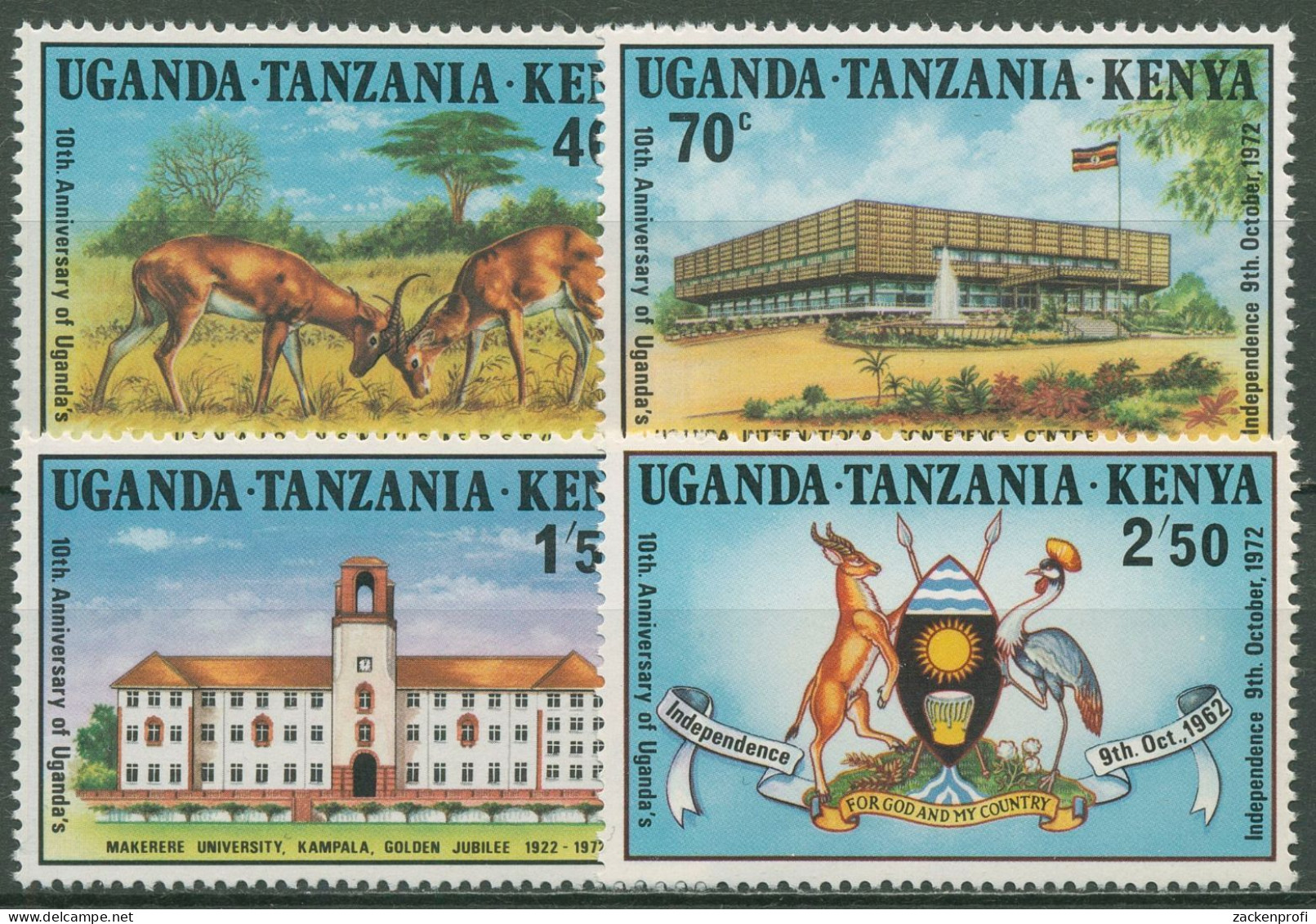 Ostafrikanische Gem. 1972 Uganda Universität Gazellen 242/45 A Postfrisch - Kenya, Uganda & Tanzania