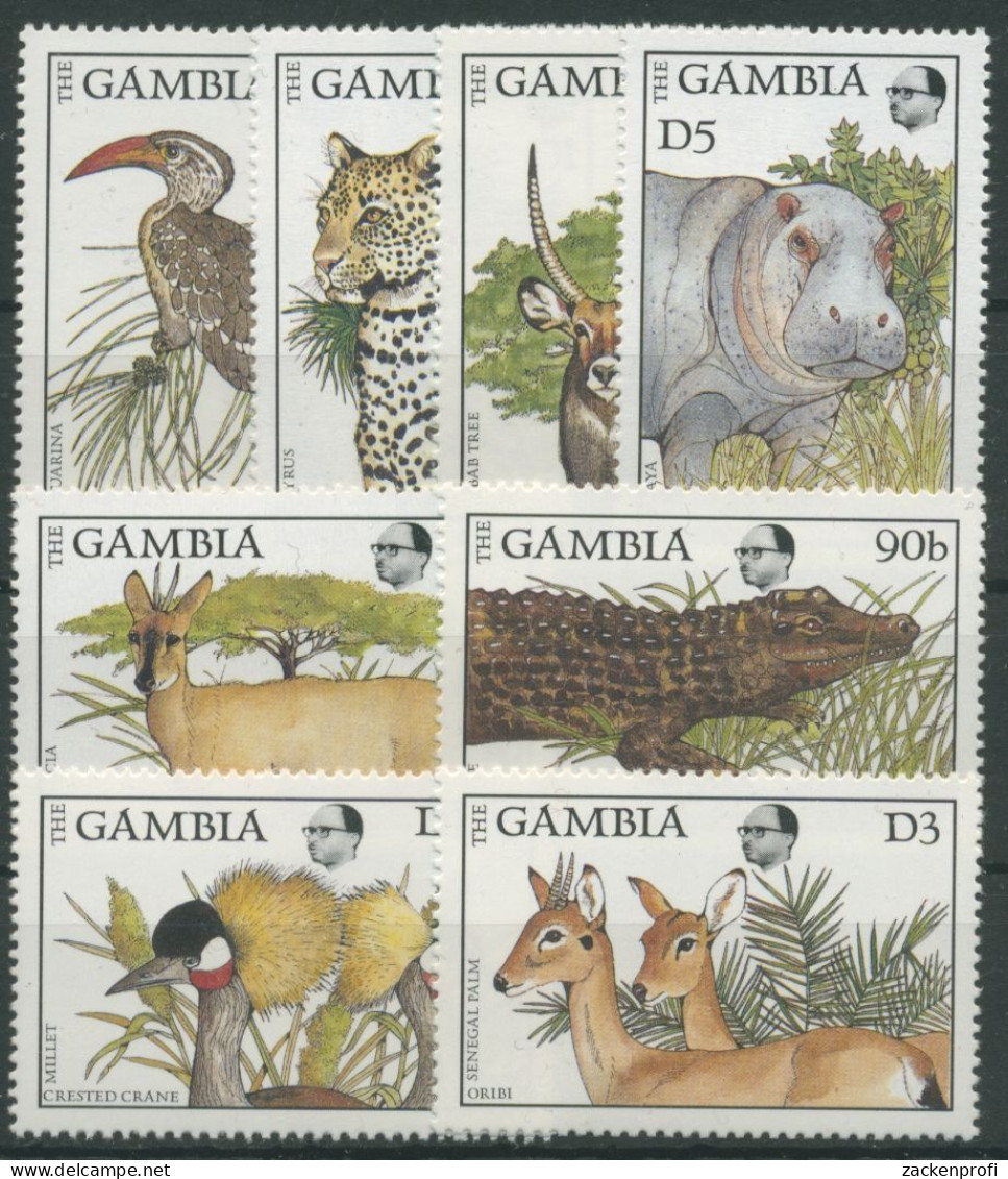 Gambia 1988 Tiere Und Pflanzen Akazie Leopard Flusspferd 739/46 Postfrisch - Gambie (1965-...)