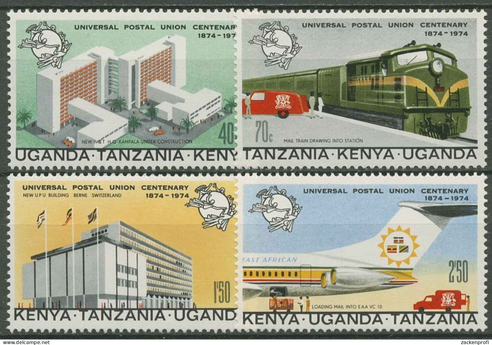 Ostafrikanische Gemeinschaft 1974 100 J. Weltpostverein UPU 279/82 Postfrisch - Kenya, Oeganda & Tanzania