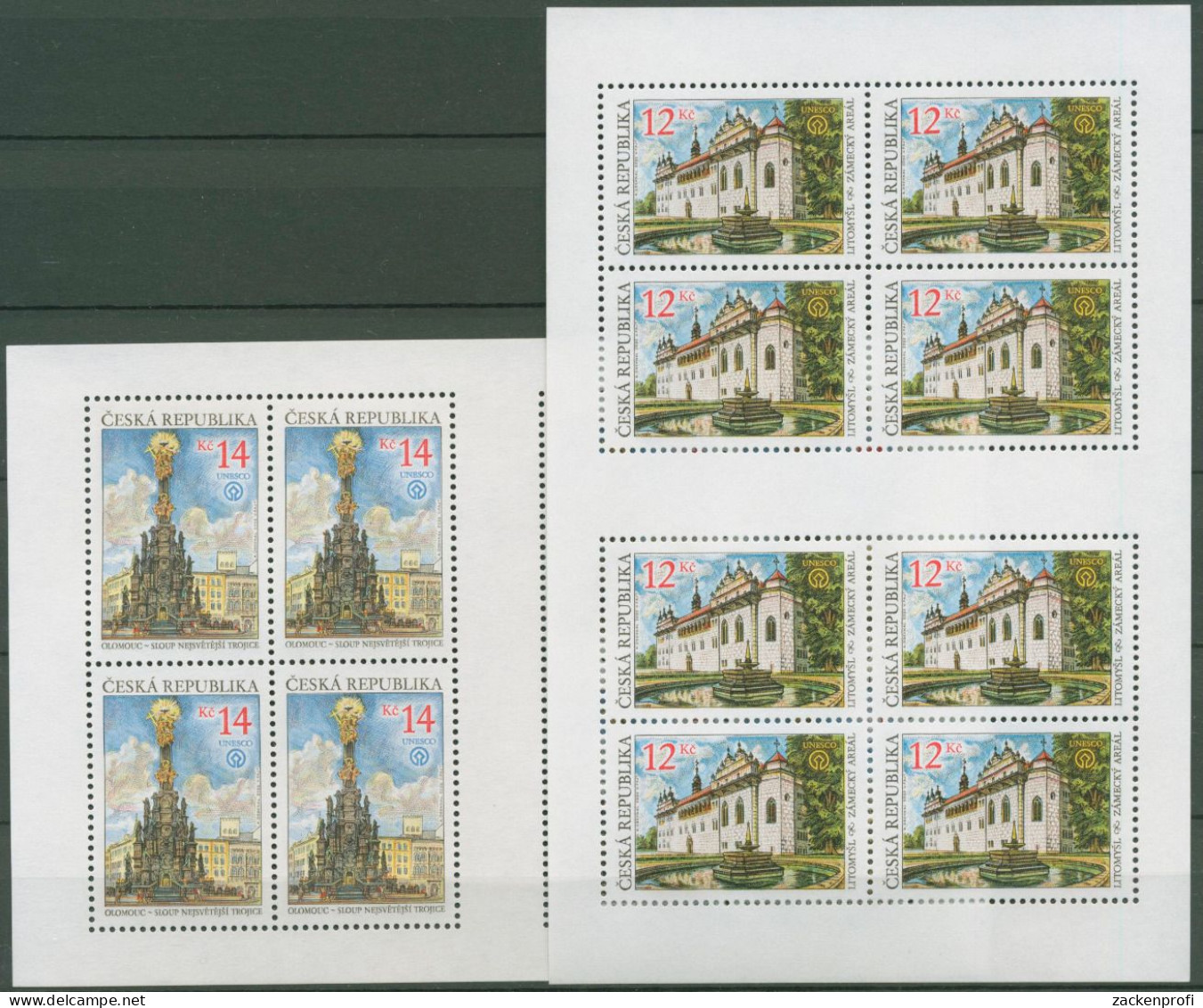 Tschechische Republik 2002 UNESCO Bauwerke 332/33 K Postfrisch (C62777) - Blocs-feuillets