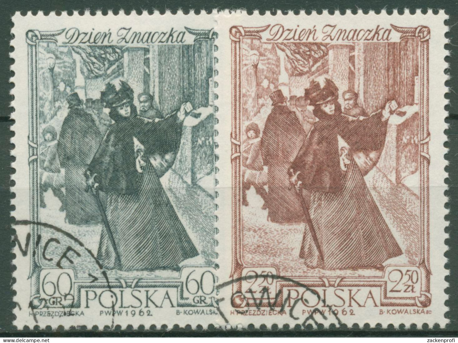 Polen 1962 Tag Der Briefmarke Kaminski Gemälde 1353/54 Gestempelt - Usados