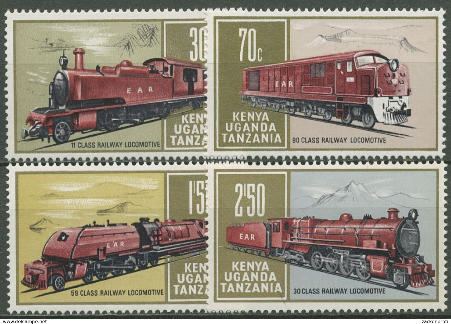Ostafrikanische Gem. 1971 Eisenbahn Lokomotiven 217/20 Postfrisch - Kenya, Ouganda & Tanzanie