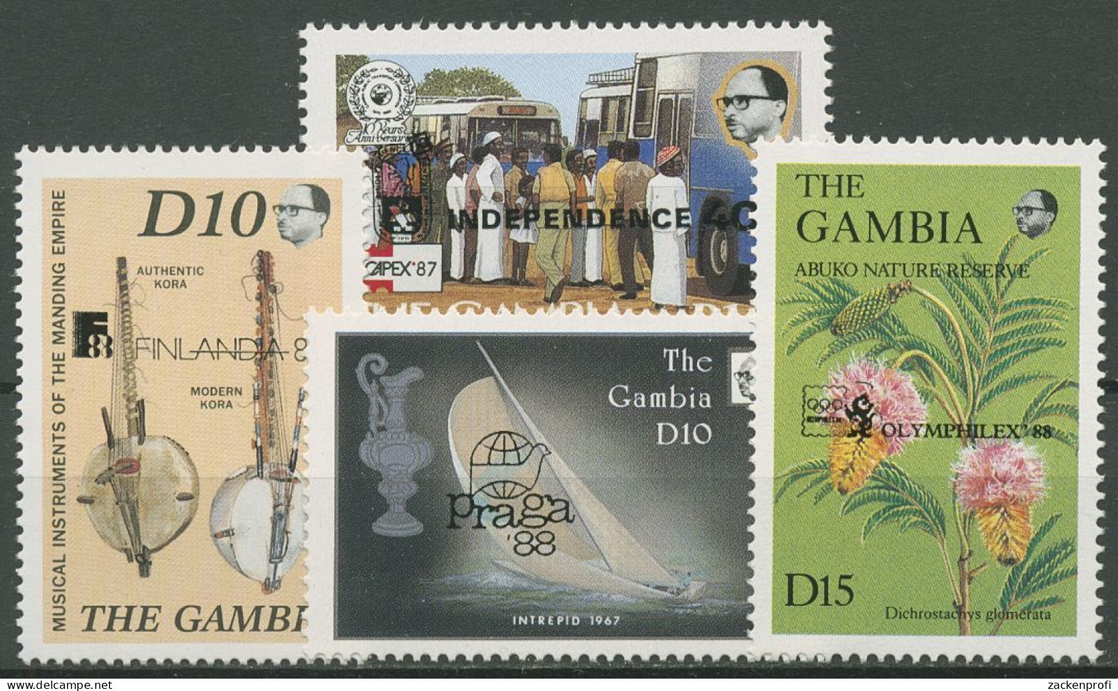 Gambia 1988 Briefmarkenausstellungen CAPEX PRAGA FINLANDIA 754/57 Postfrisch - Gambie (1965-...)