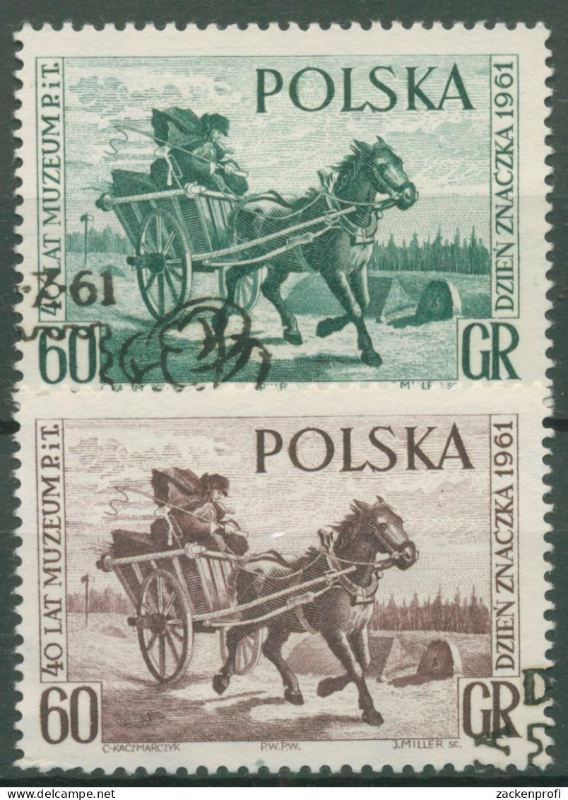 Polen 1961 Tag Der Briefmarke Postkutsche 1266/67 Gestempelt - Oblitérés