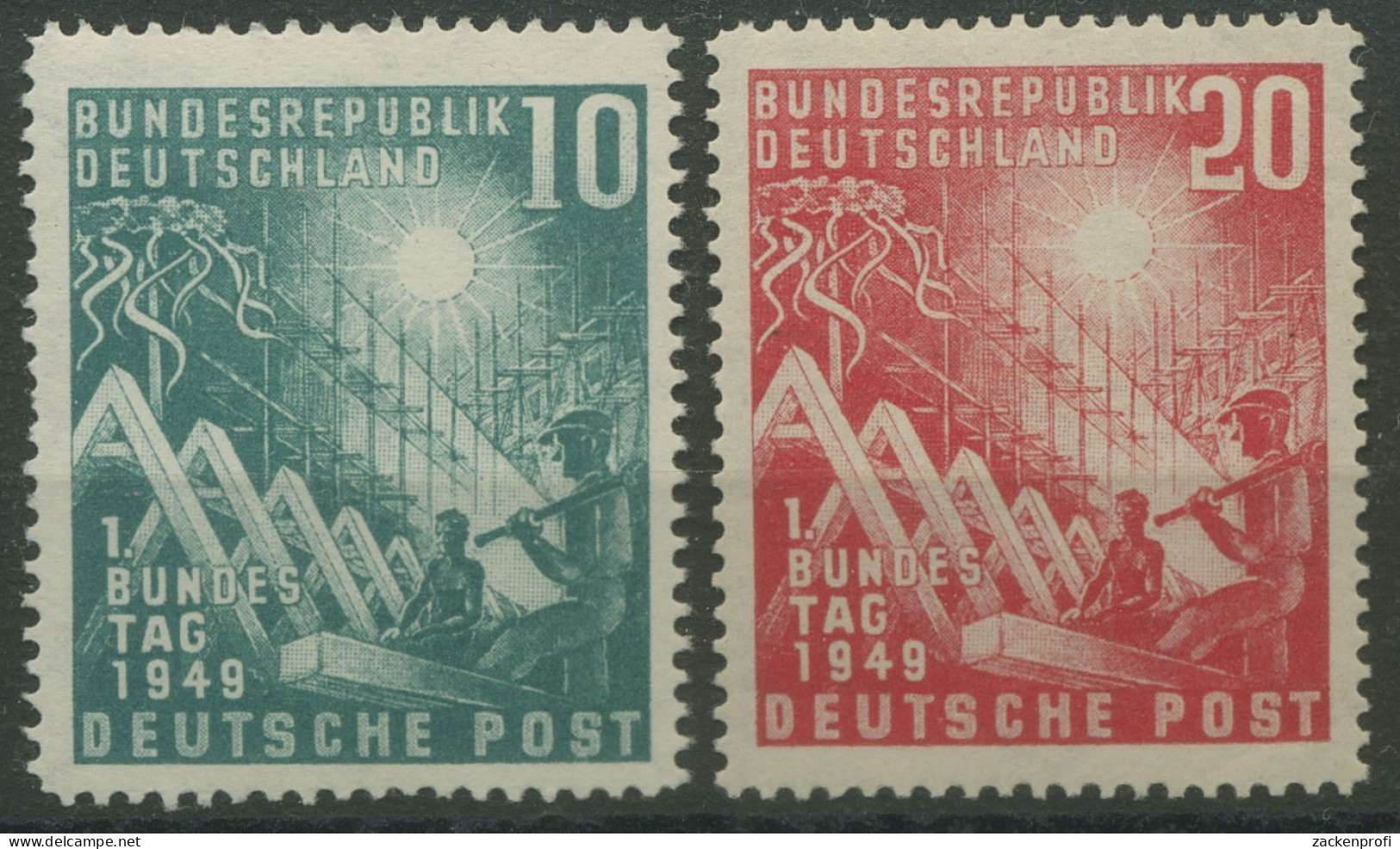 Bund 1949 Eröffnung Deutscher Bundestag 111/12 Postfrisch Kl. Fehler (R80986) - Nuovi