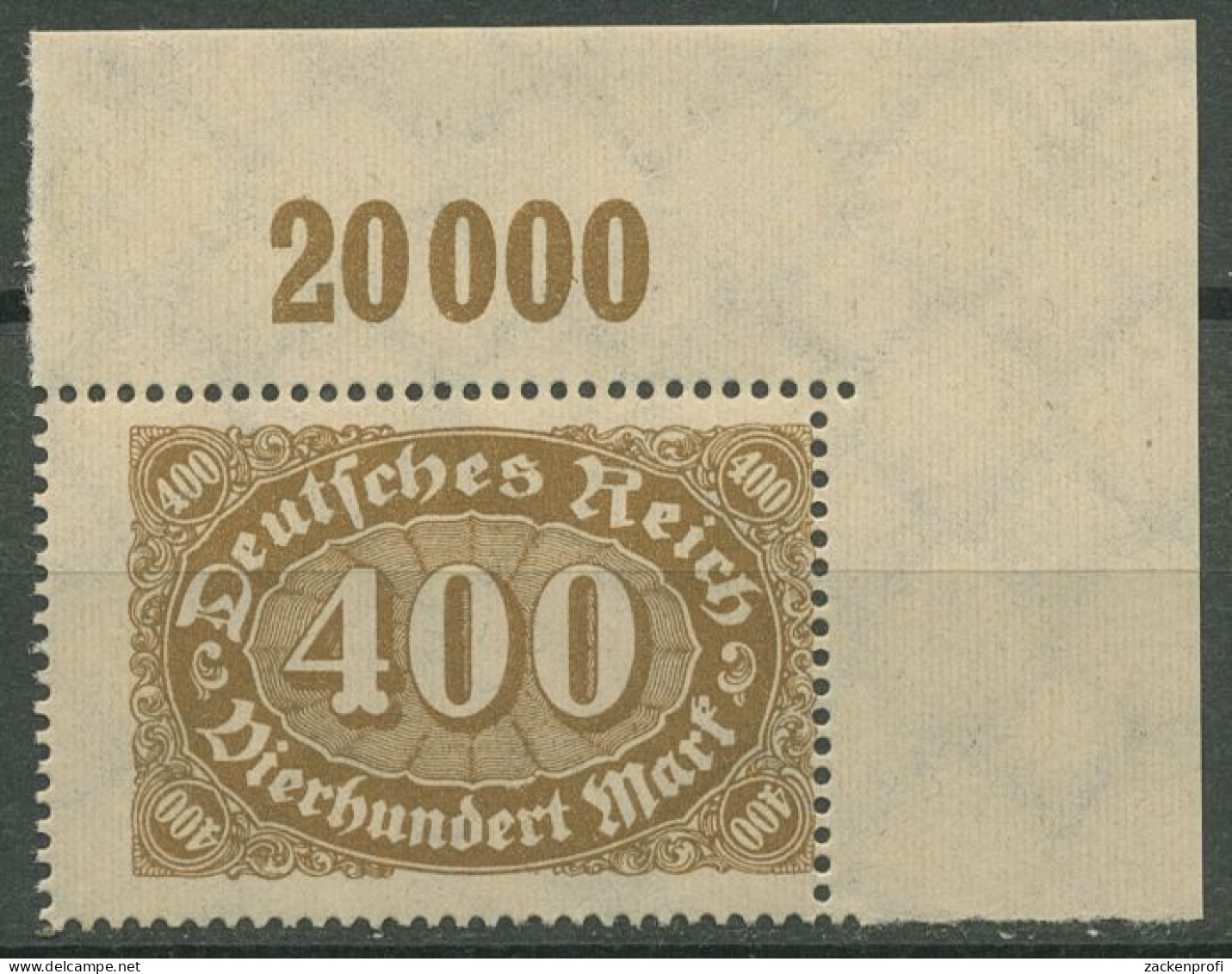 Deutsches Reich 1922/23 Ziffern Plattendruck 250 P OR Ecke 2 Postfrisch - Ongebruikt