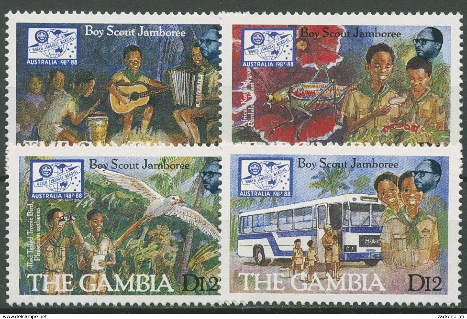 Gambia 1987 Pfadfindertreffen In Australien Lagerfeuer 724/27 Postfrisch - Gambie (1965-...)