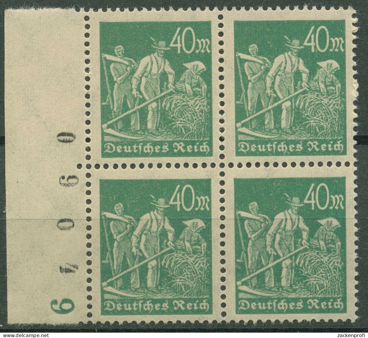 Dt. Reich 1923 Walzendruck Mit Bogenzähl-Nr. 244 A 4er-Block Bg.-Nr. Postfrisch - Neufs