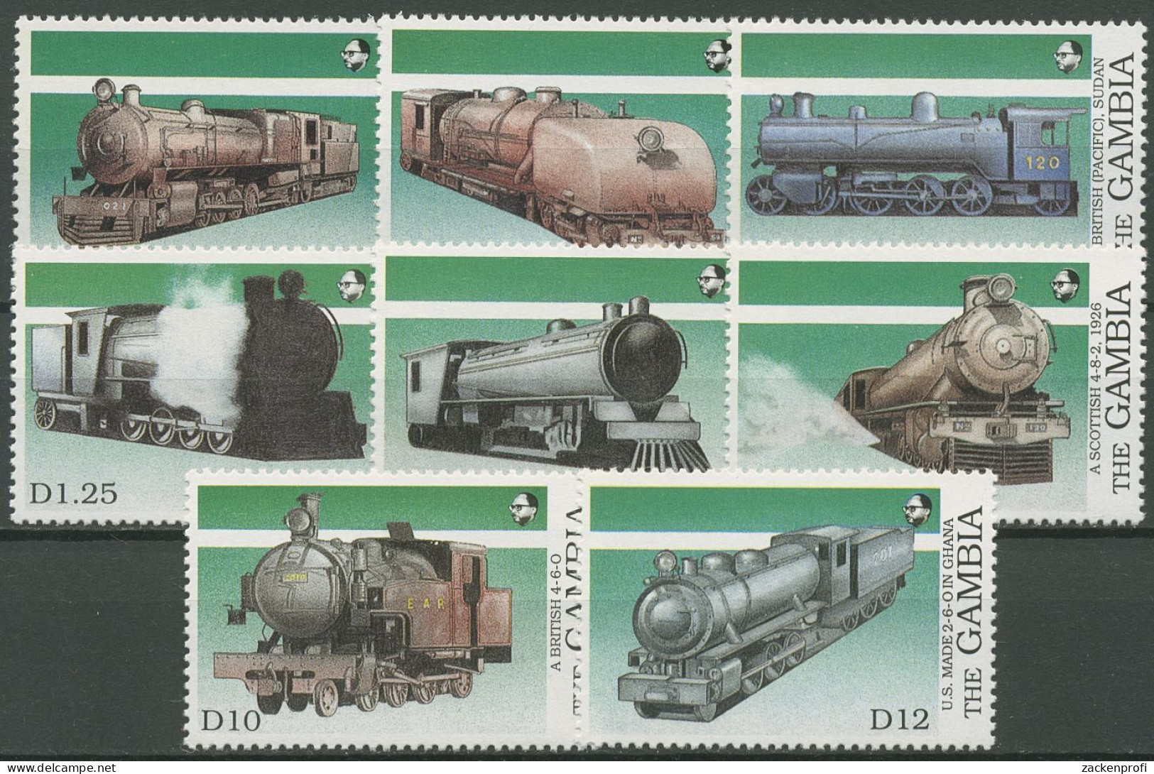 Gambia 1989 Eisenbahn Dampflokomotiven 873/80 Postfrisch - Gambie (1965-...)