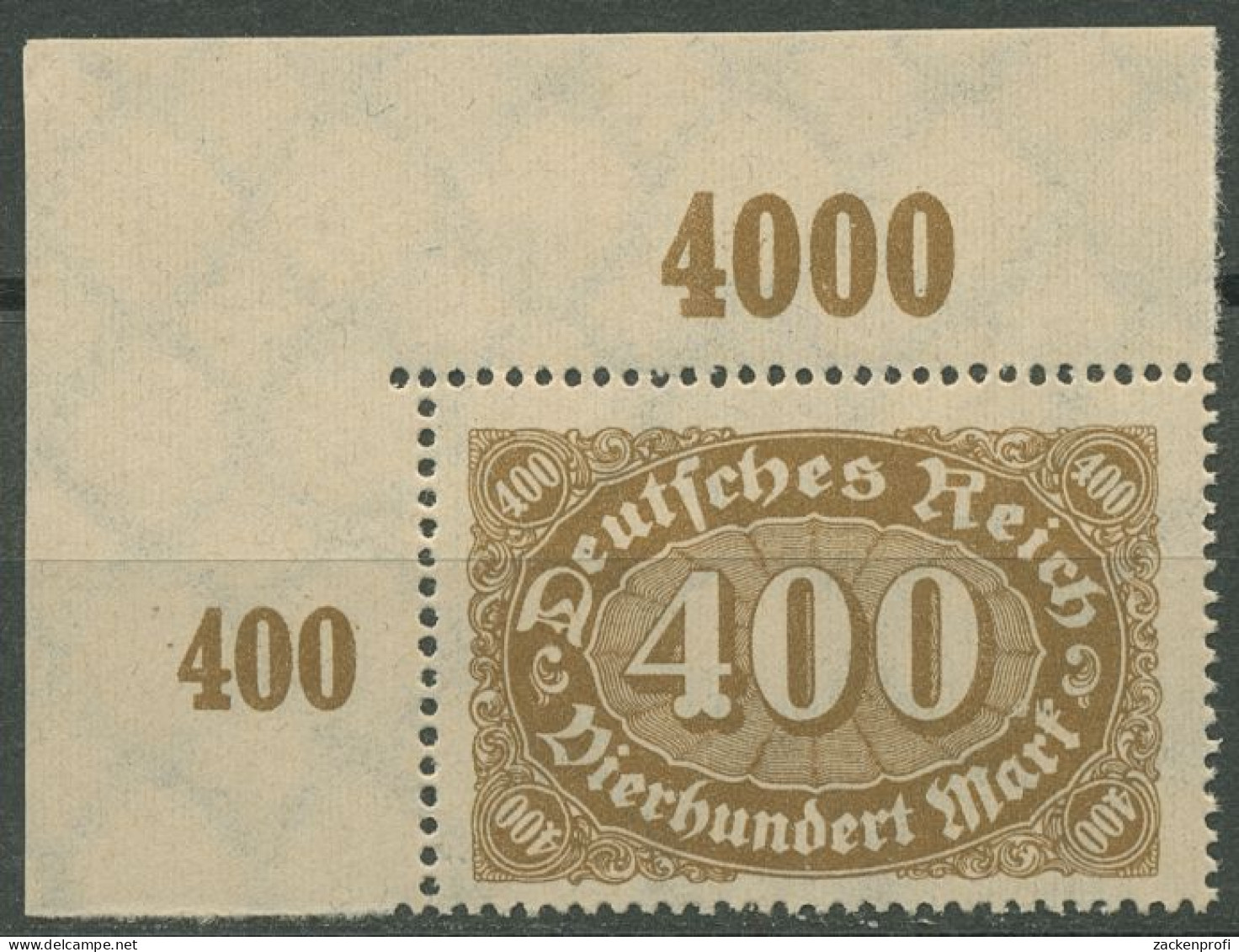 Deutsches Reich 1922/23 Ziffern Plattendruck 250 P OR Ecke 1 Postfrisch - Ungebraucht