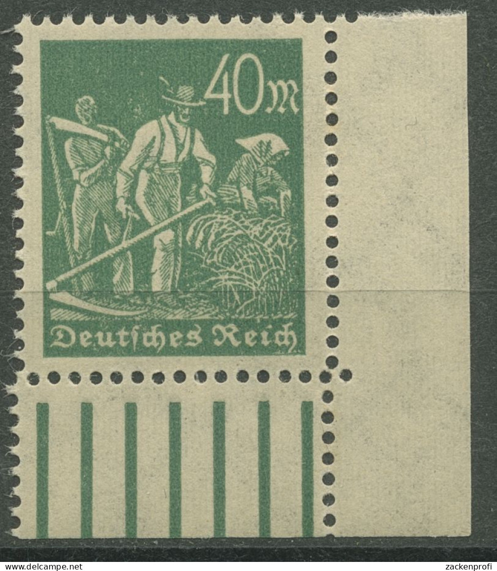 Dt. Reich 1923 Arbeiter Walzendruck Unterrand 244 A W UR 1'5'1 Ecke 4 Postfrisch - Ungebraucht