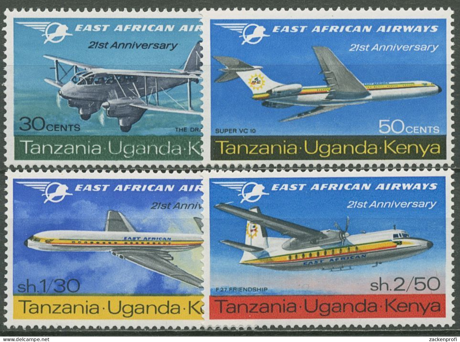 Ostafrikanische Gem. 1967 Fluggesellschaft Flugzeuge 160/63 Postfrisch - Kenya, Uganda & Tanzania