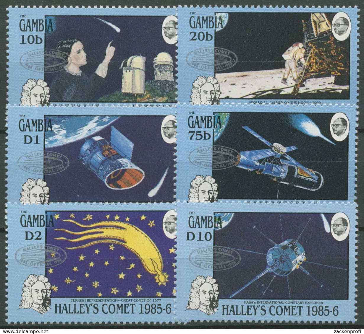 Gambia 1986 Halleyscher Komet Mit Aufdruck 656/61 Postfrisch - Gambie (1965-...)