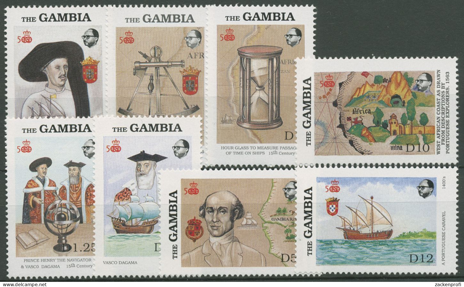 Gambia 1988 Erforschung Westafrikas Segelschiffe Seefahrer 808/15 Postfrisch - Gambia (1965-...)