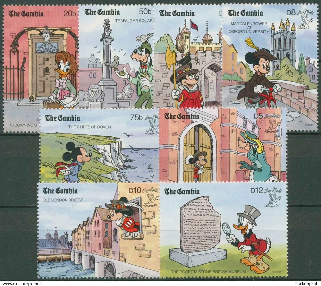 Gambia 1990 STAMP WORLD LONDON Disney Micky Maus 1050/57 Postfrisch - Gambia (1965-...)