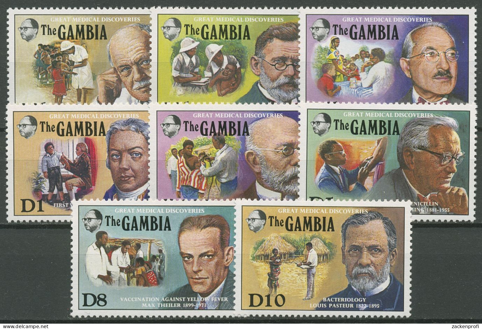 Gambia 1989 Mediziner Ehrlich Koch Fleming Pasteur 945/52 Postfrisch - Gambia (1965-...)